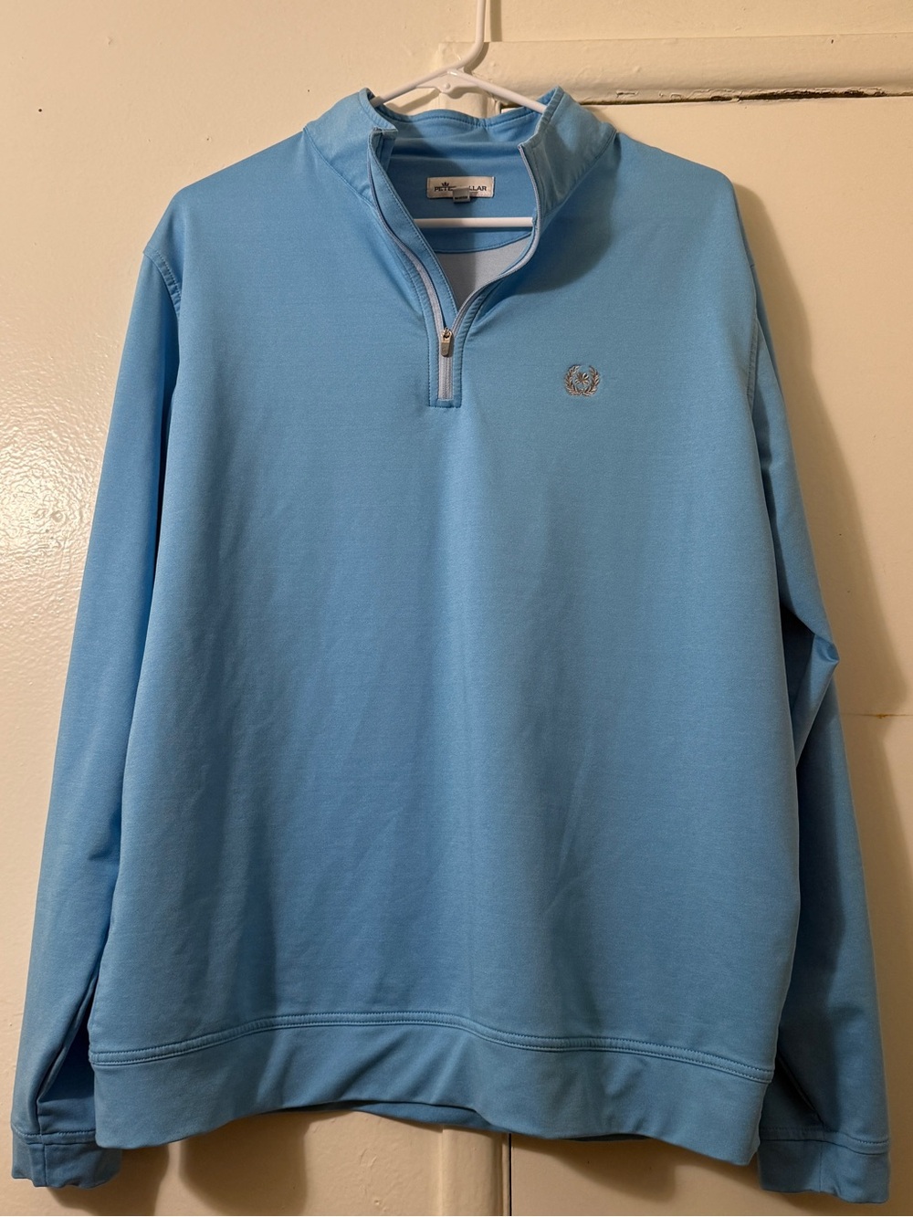 Peter Millar Light Blue Quarter Zip Pullover Mens Large Golf Performance Sweater